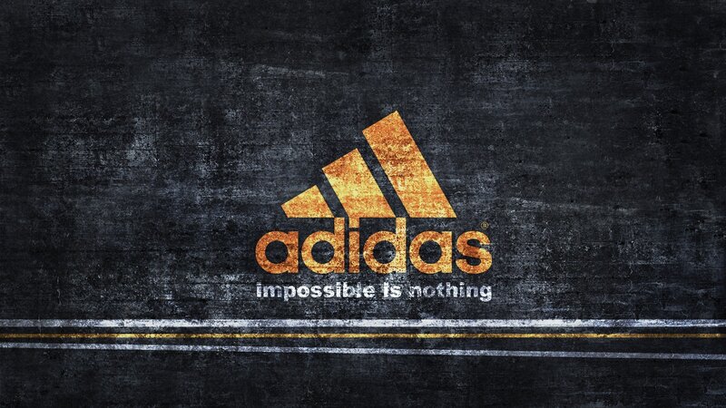 Adidas Logo on Wall — Black, Dramatic, Digital Art, Text, Road Lines, Gold