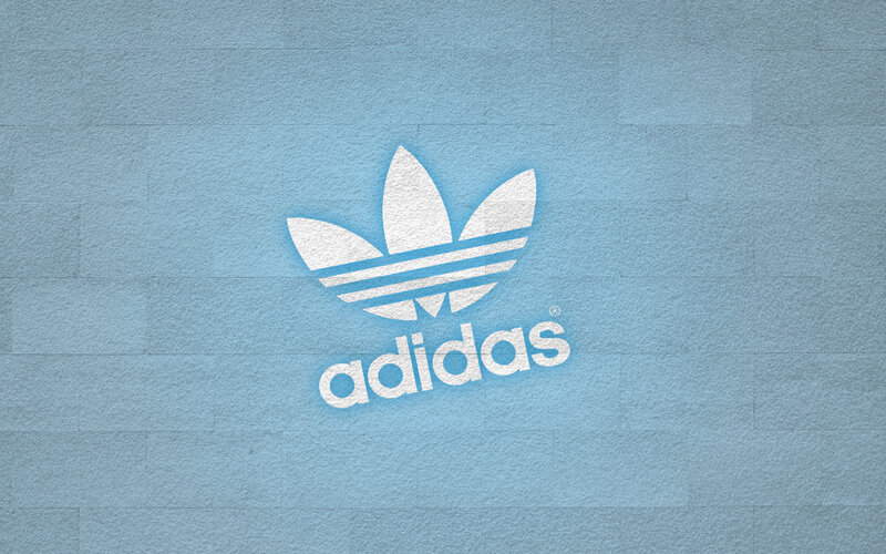 Adidas Logo on Wall — Blue, Minimalist