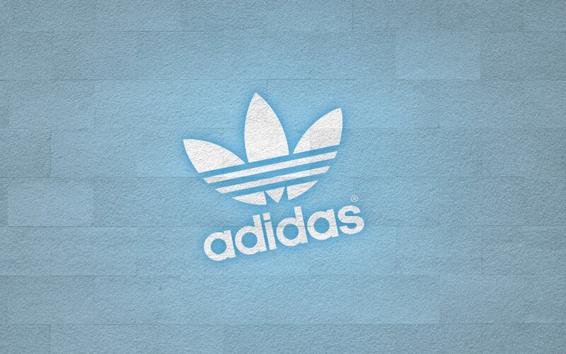 Adidas Logo on Wall — Blue, Minimalist, Vector Art, White