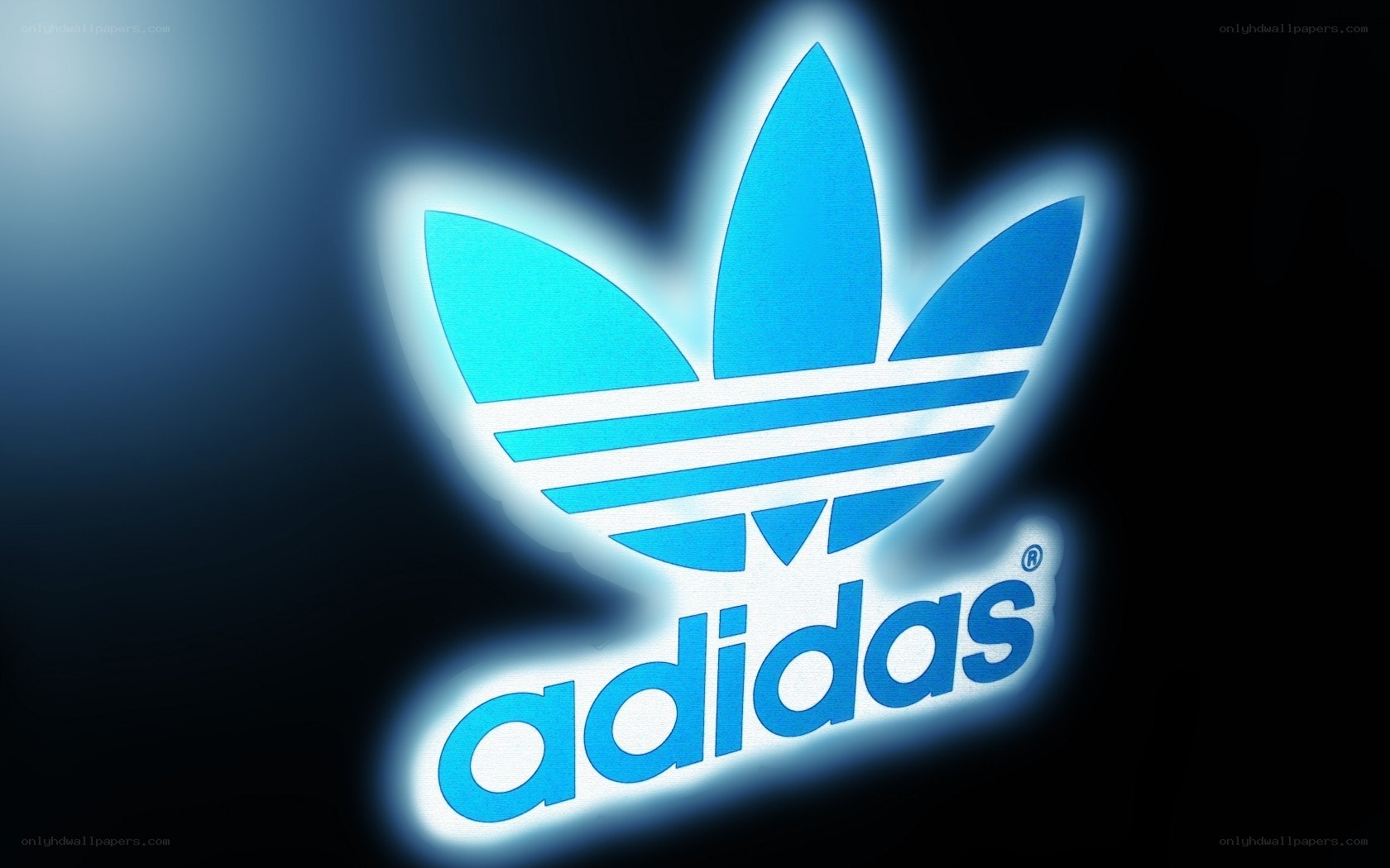 Adidas logo with blue glow