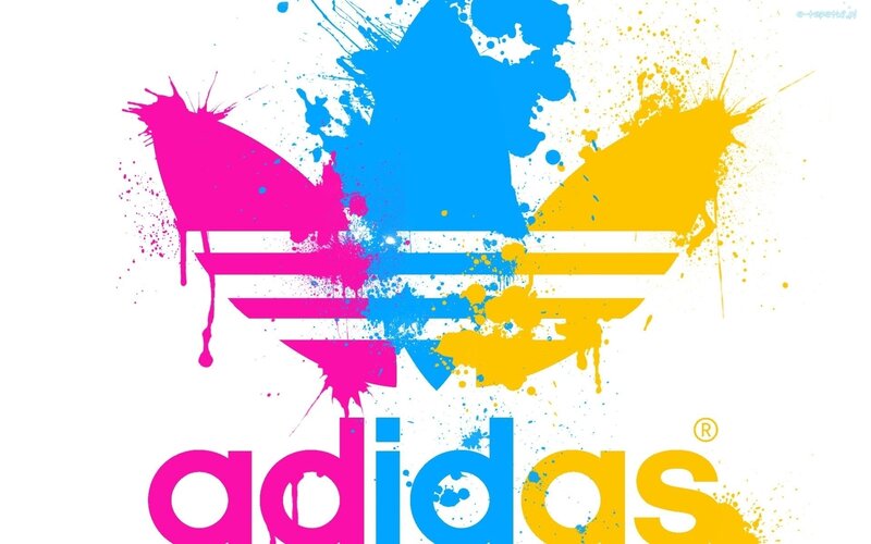 Adidas logo with paint splatters