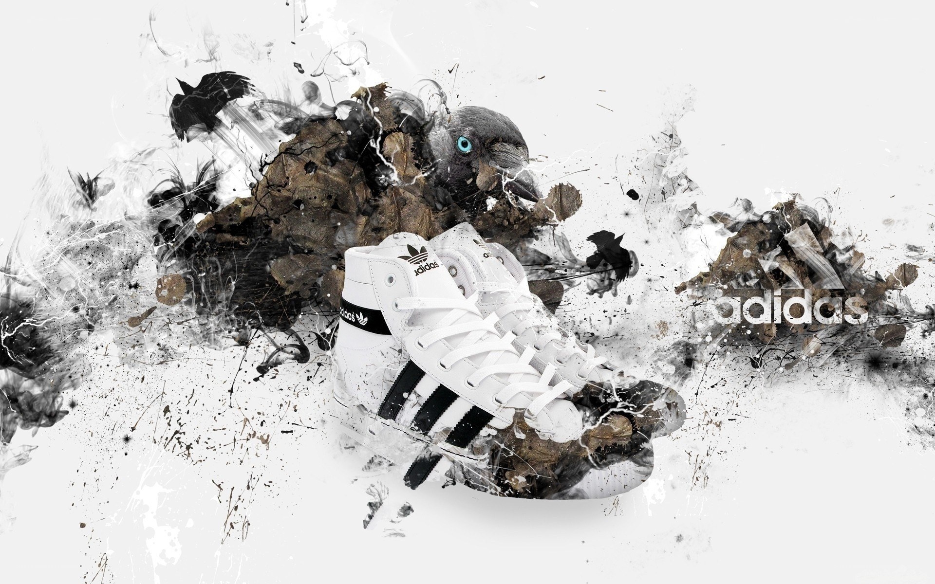 Adidas sneaker with artistic splatter
