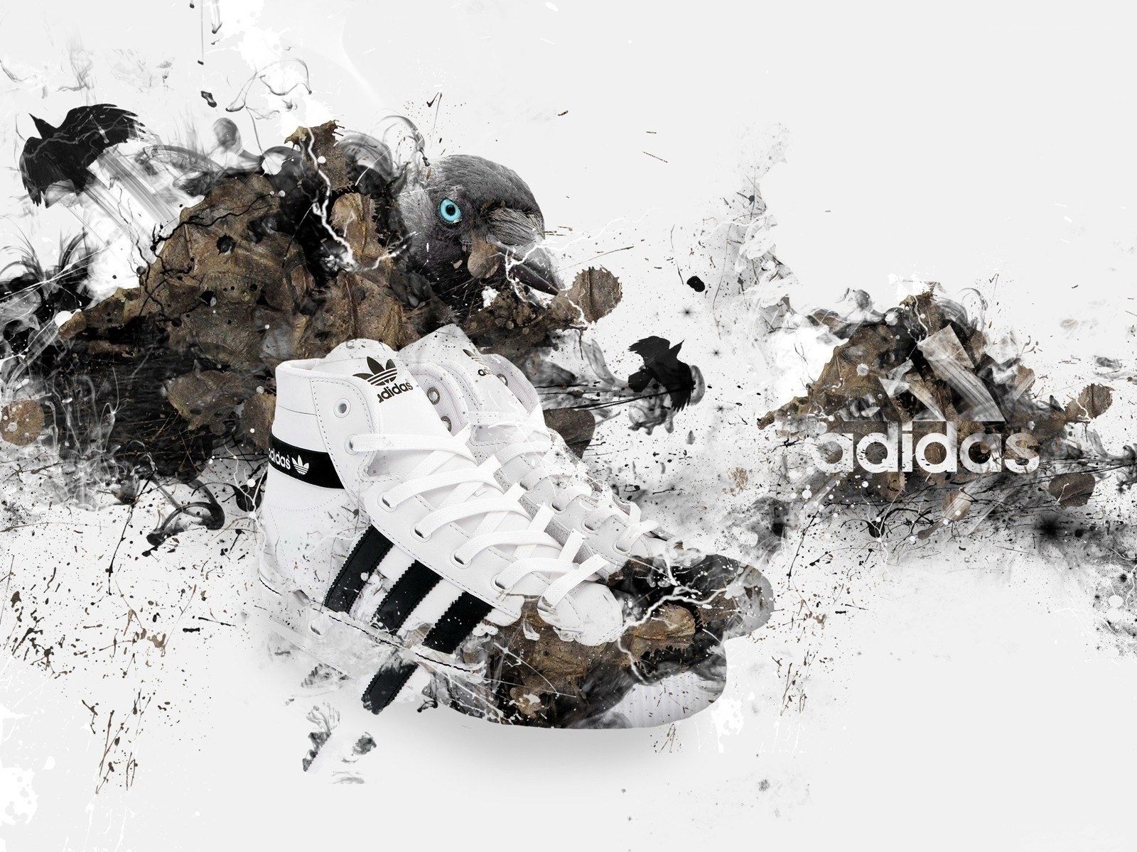 Adidas sneaker with artistic splatter