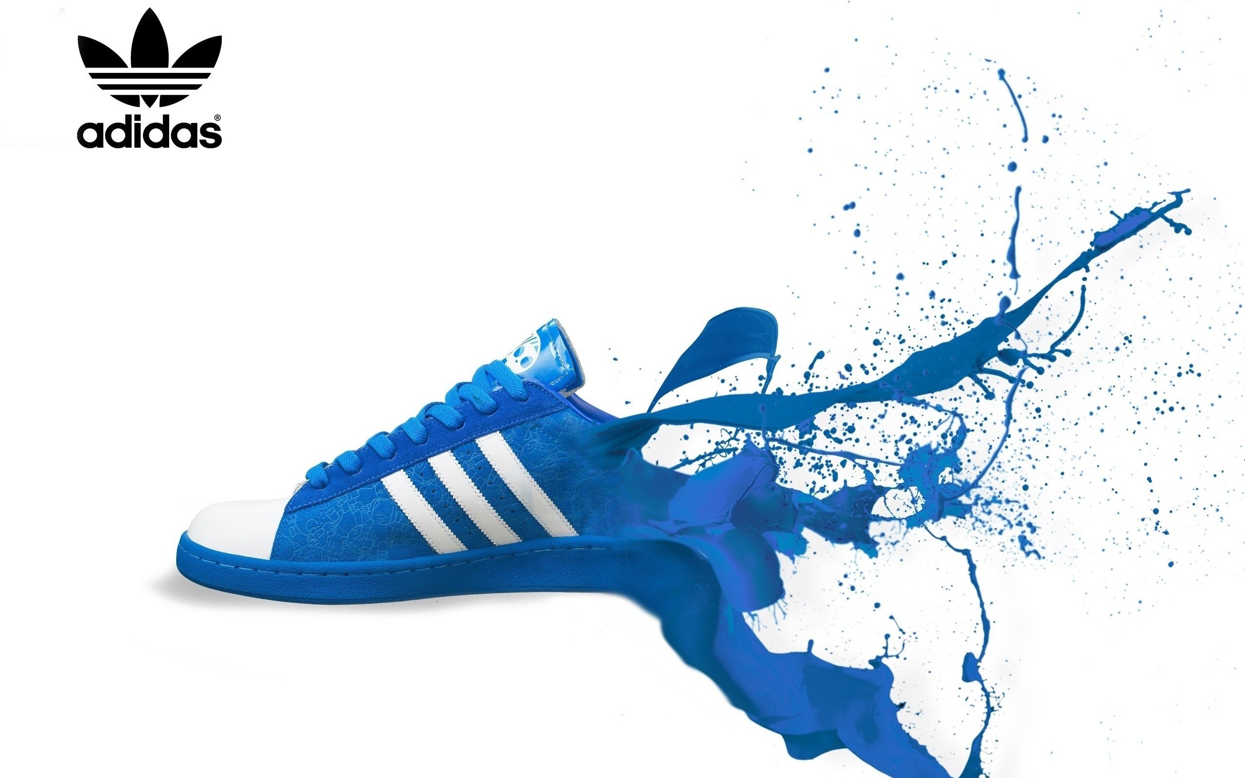 Adidas sneaker with blue paint splash