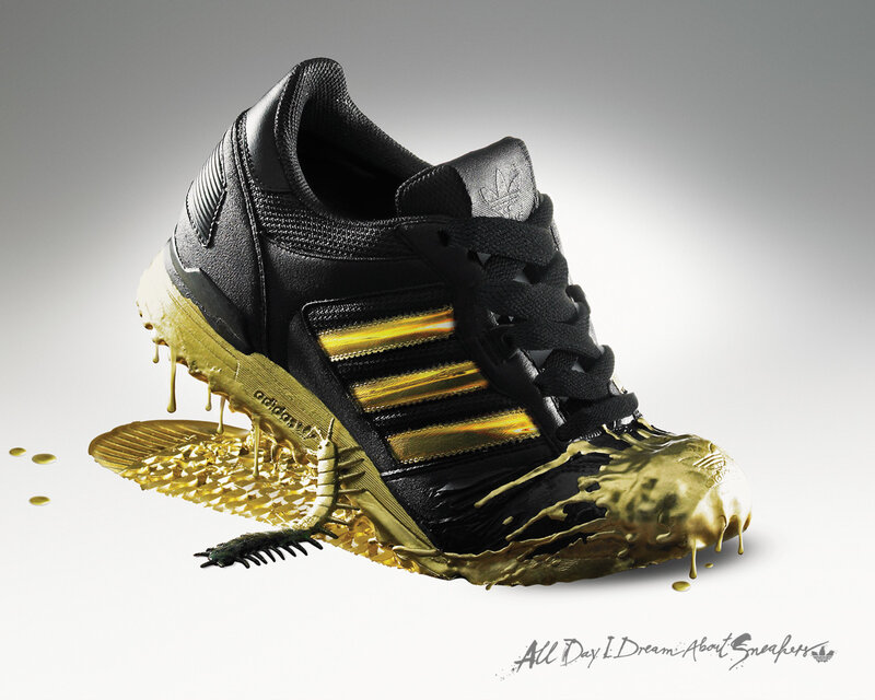 Adidas sneaker with gold paint