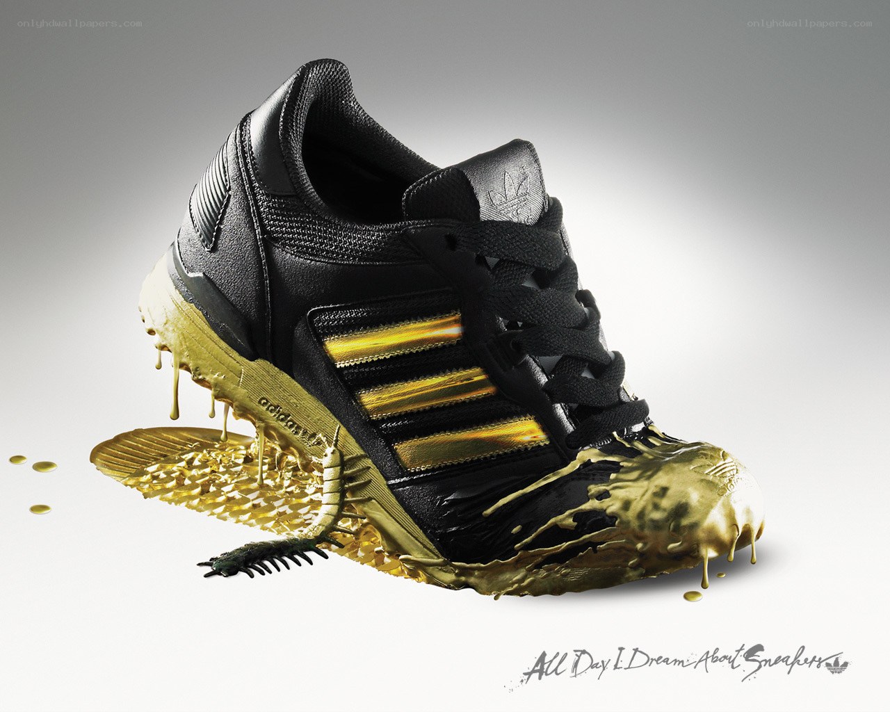 Adidas sneaker with gold paint