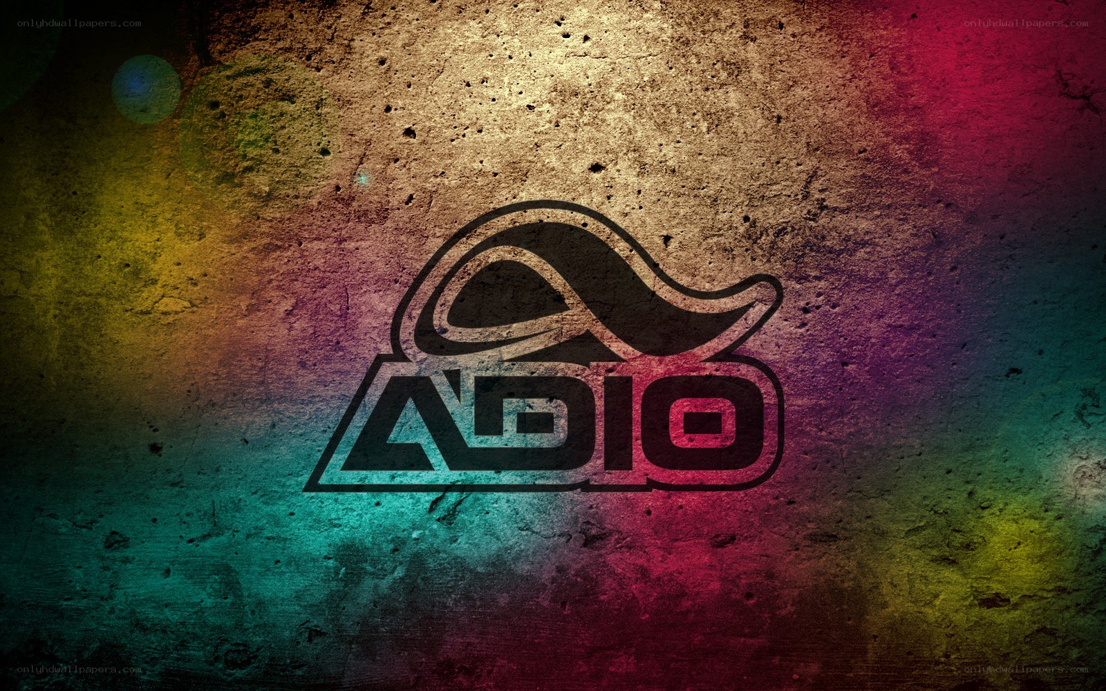 Adio logo on textured wall