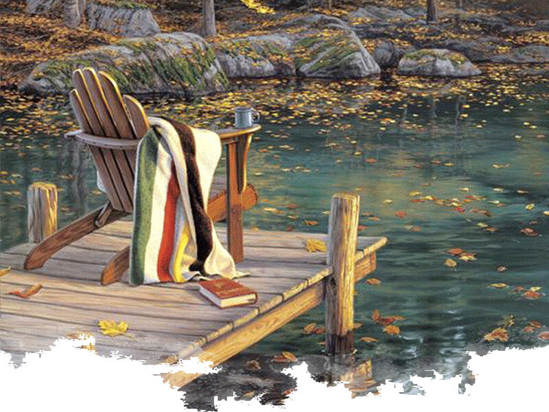 Adirondack Chair on Dock — Brown