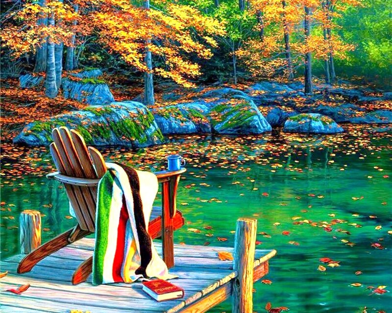 Adirondack Chair on Dock — Green