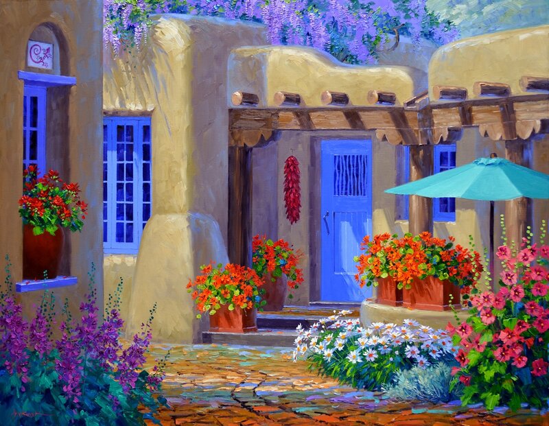 Adobe House Courtyard — Yellow