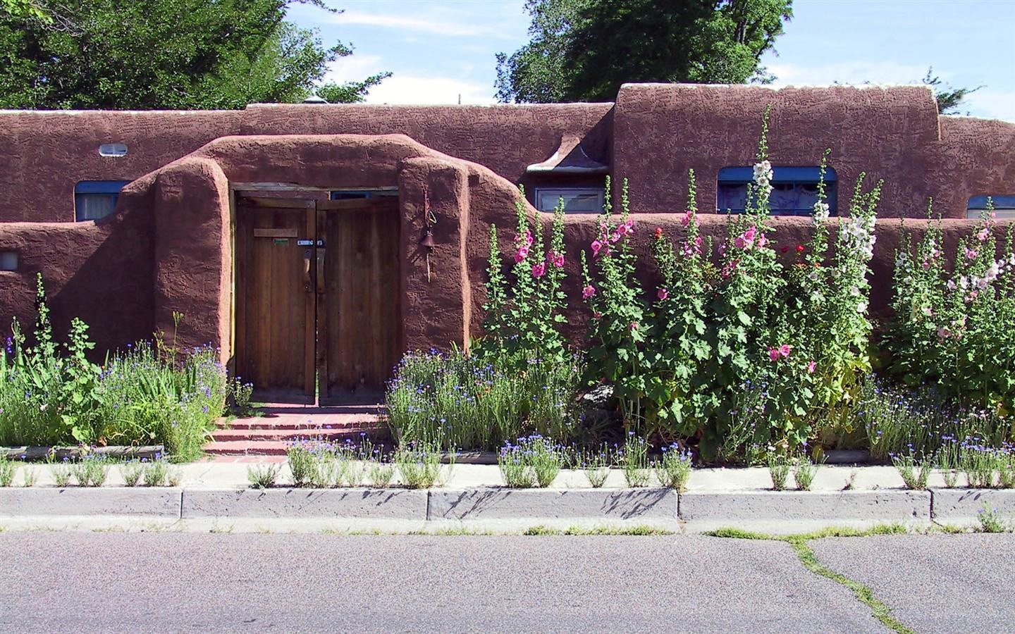 adobe house with garden