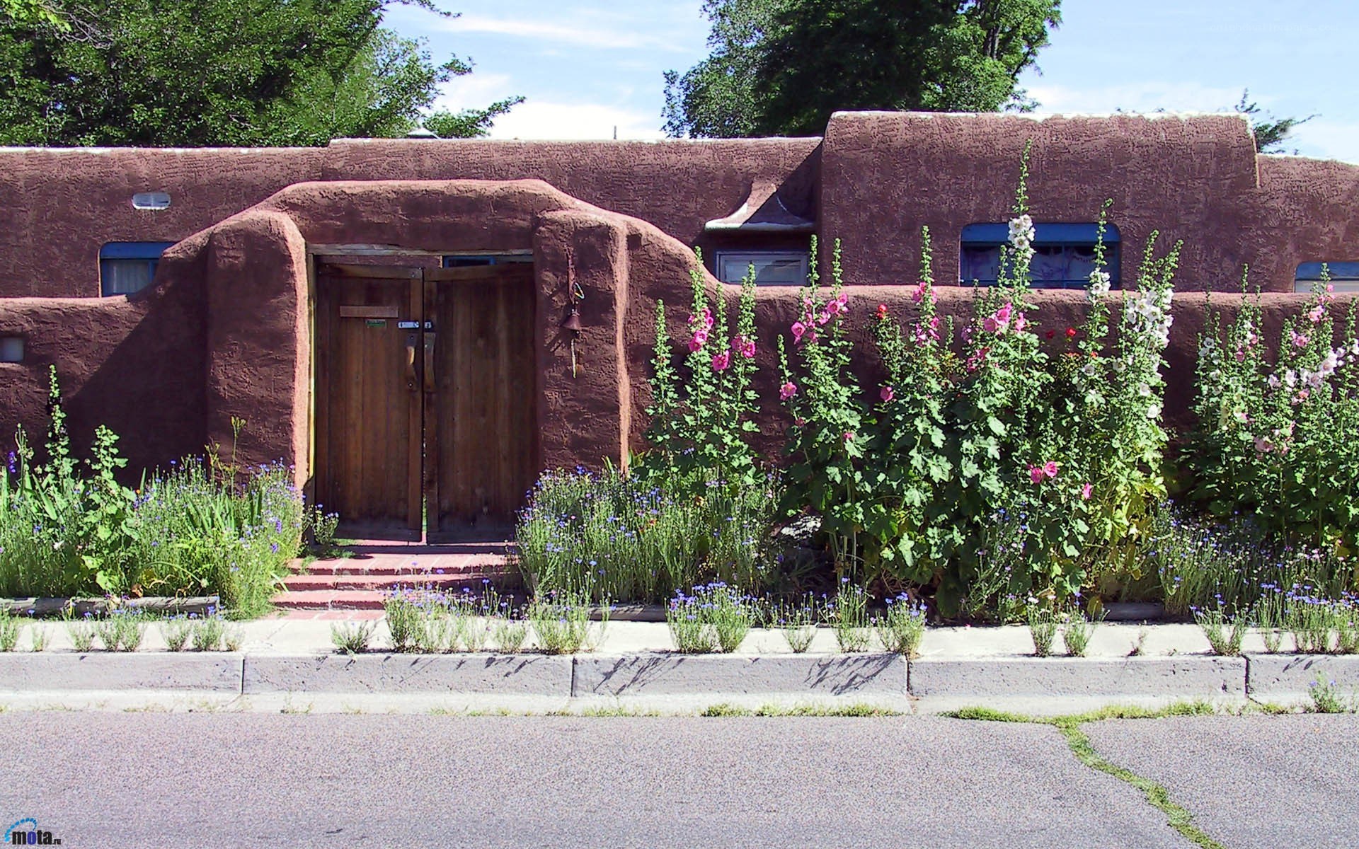adobe house with garden