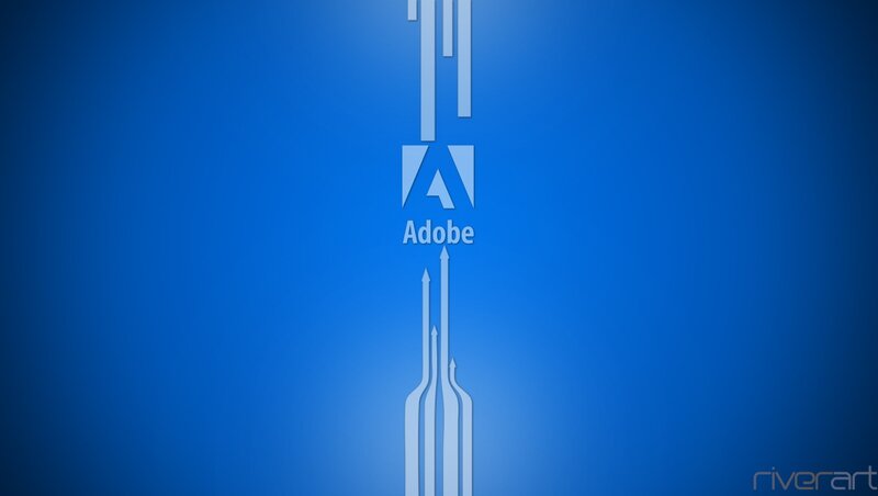 Adobe logo on blue background
