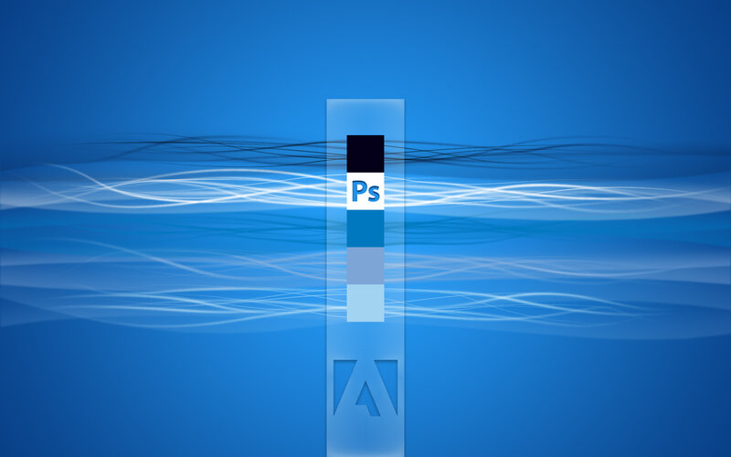 Adobe Photoshop logo on blue background
