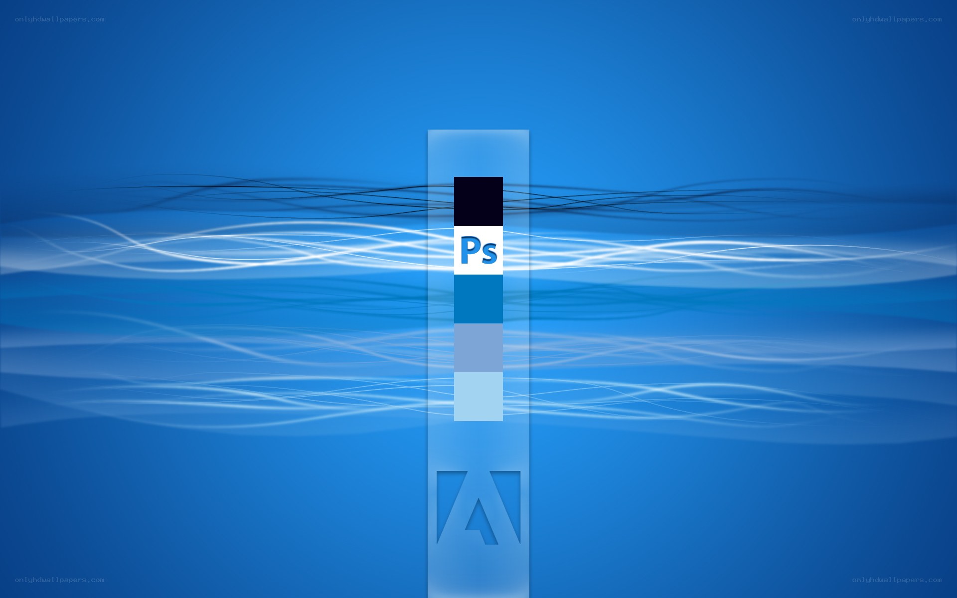 Adobe Photoshop logo on blue background