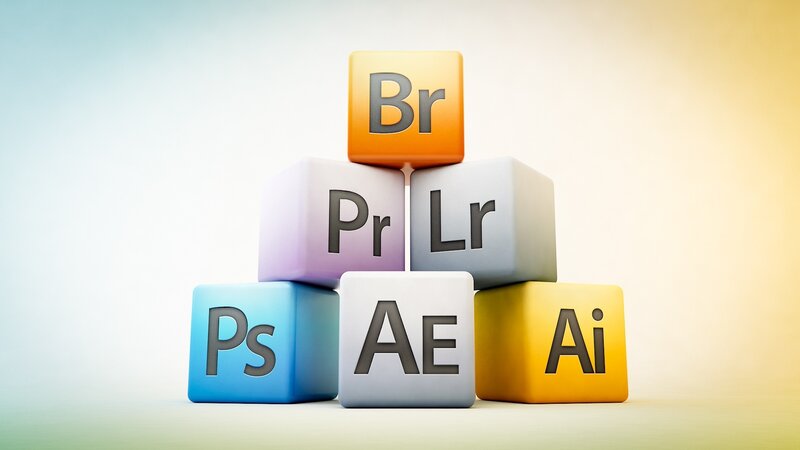 Adobe software icons stacked