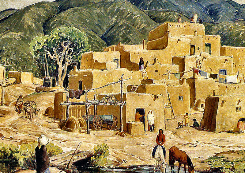 Adobe Village Scene