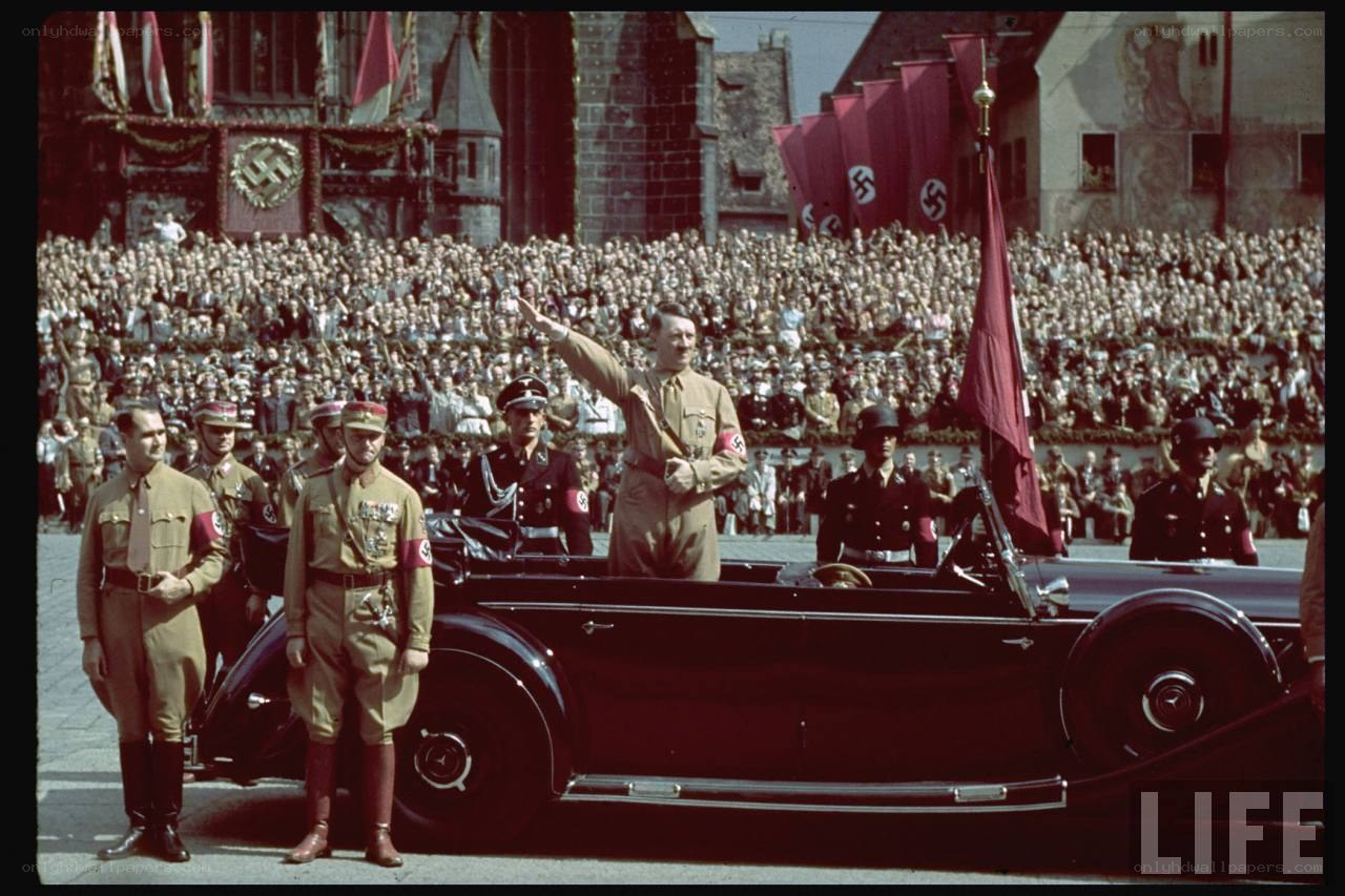 Adolf Hitler at a public rally