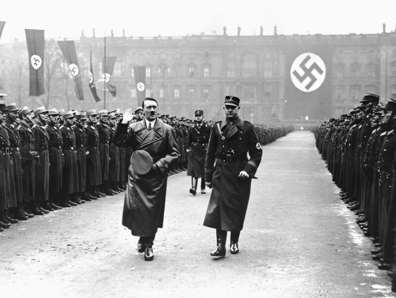 Adolf Hitler reviewing troops
