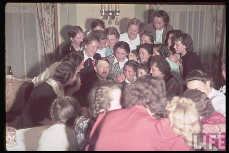 Adolf Hitler with girls