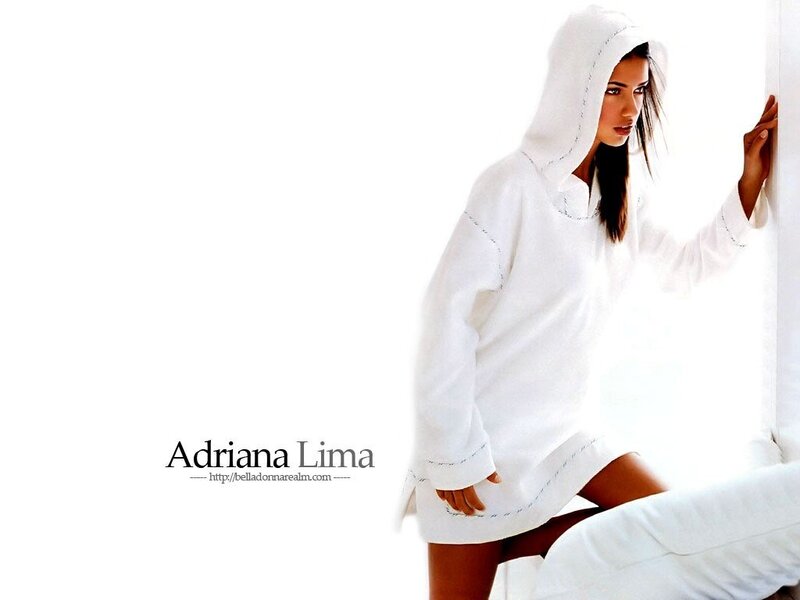 Adriana Lima in white hoodie