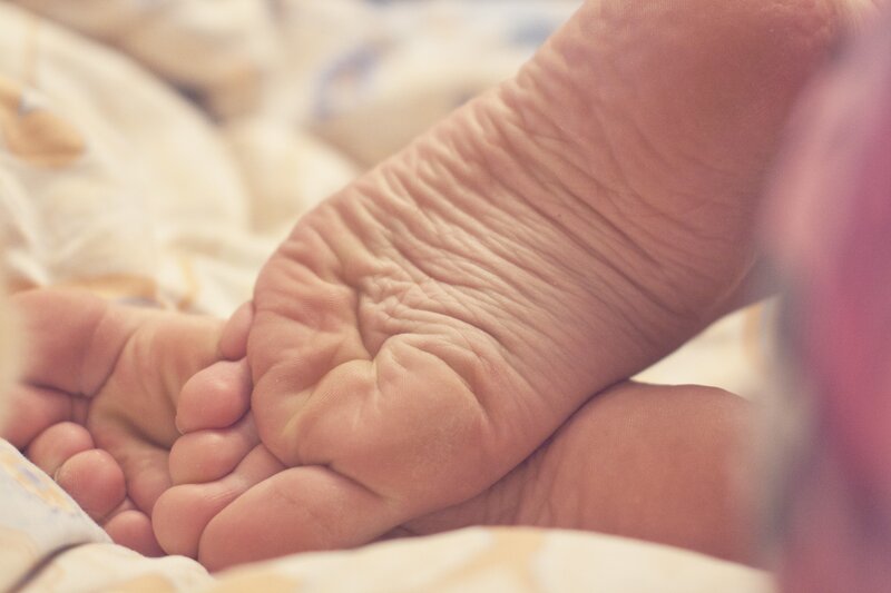 Adult and Baby Feet — Pink