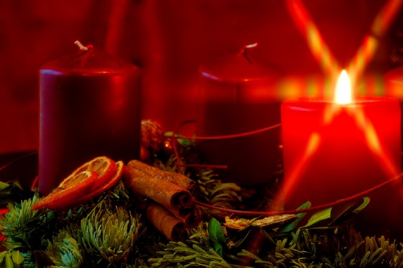 Advent Candle Arrangement — Red, Festive, Winter, Photograph