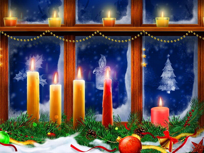 Advent Candles in Window