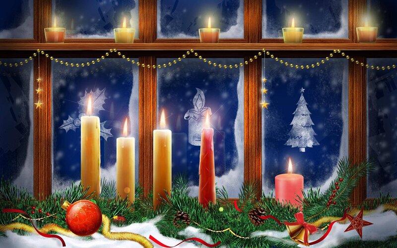 Advent Candles on Windowsill — Green
