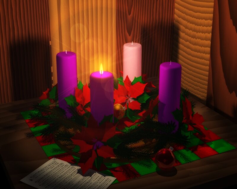 Advent Wreath with Candles — Purple