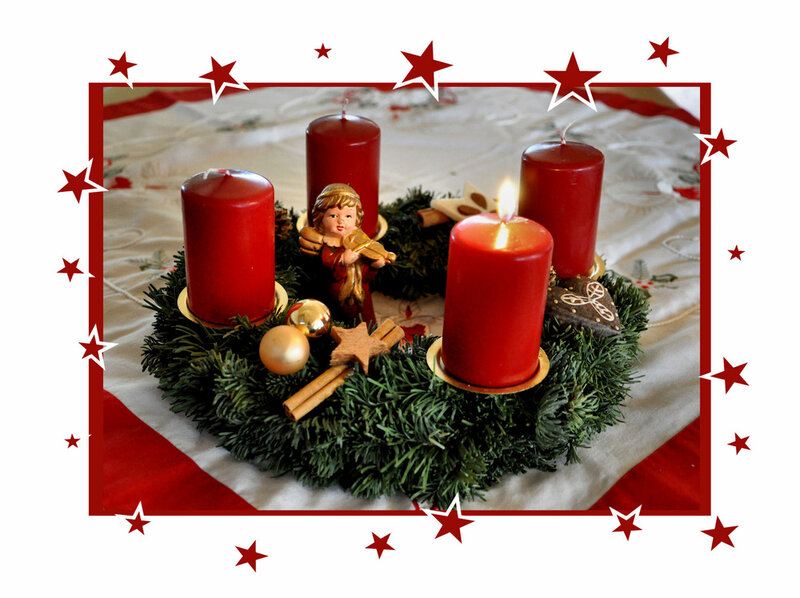 Advent Wreath with Candles — Red, Festive, Winter, Photograph