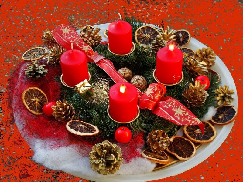 Advent Wreath with Candles — Red, Festive, Winter