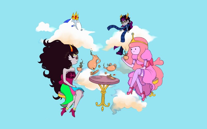 Adventure Time characters at tea party