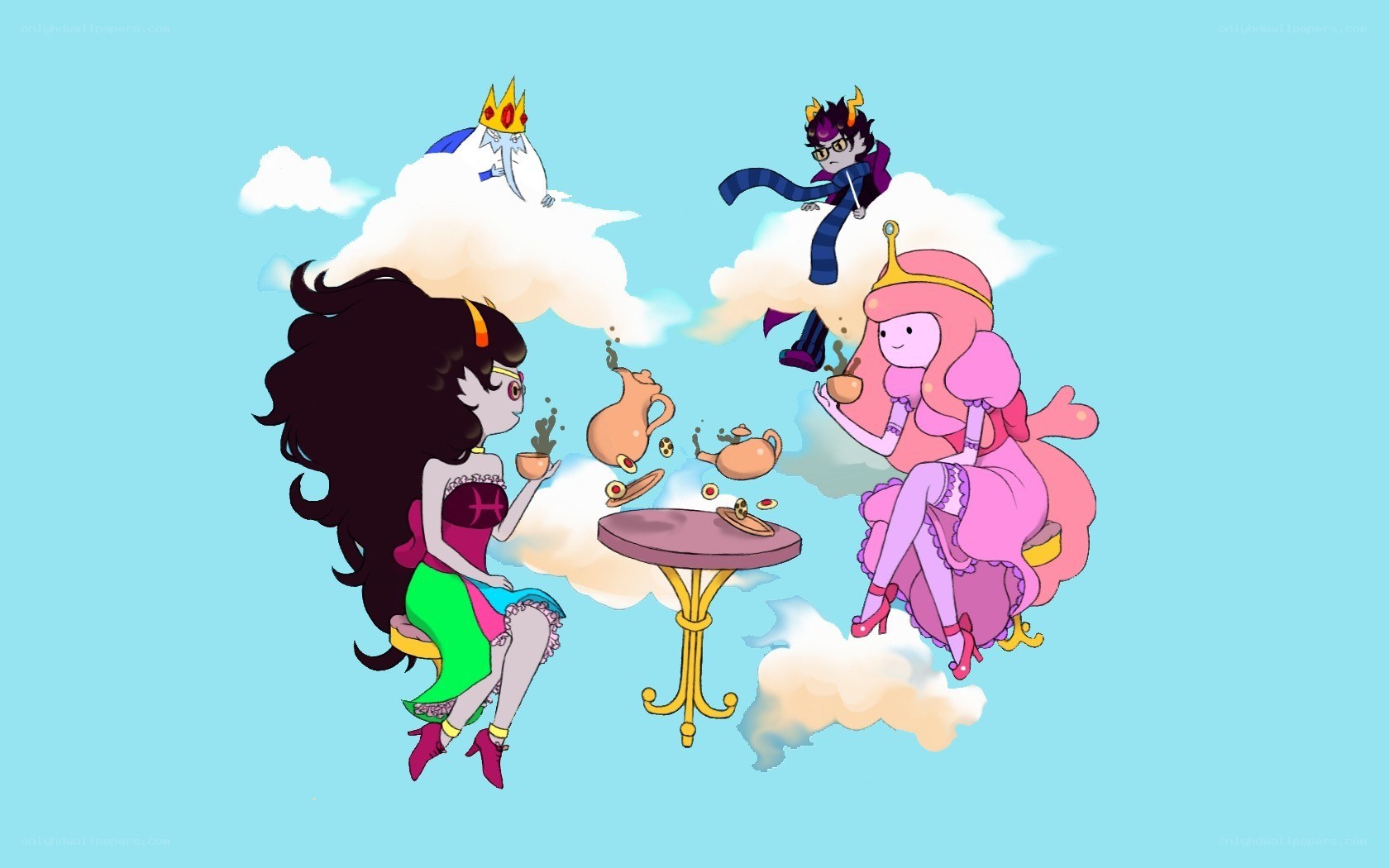 Adventure Time characters at tea party