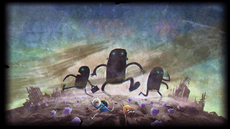 Adventure Time characters fleeing monsters
