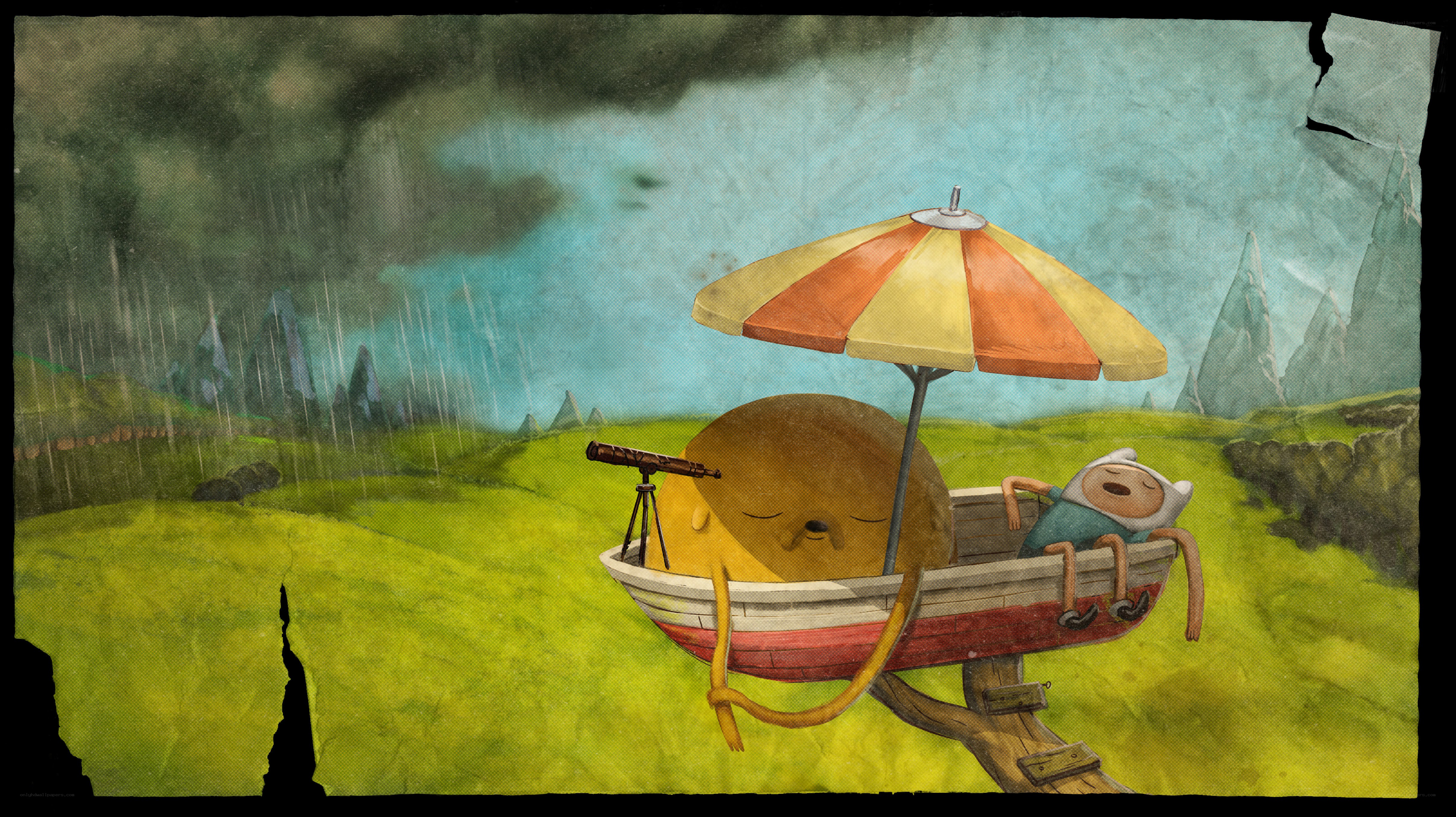 Adventure Time characters in a boat
