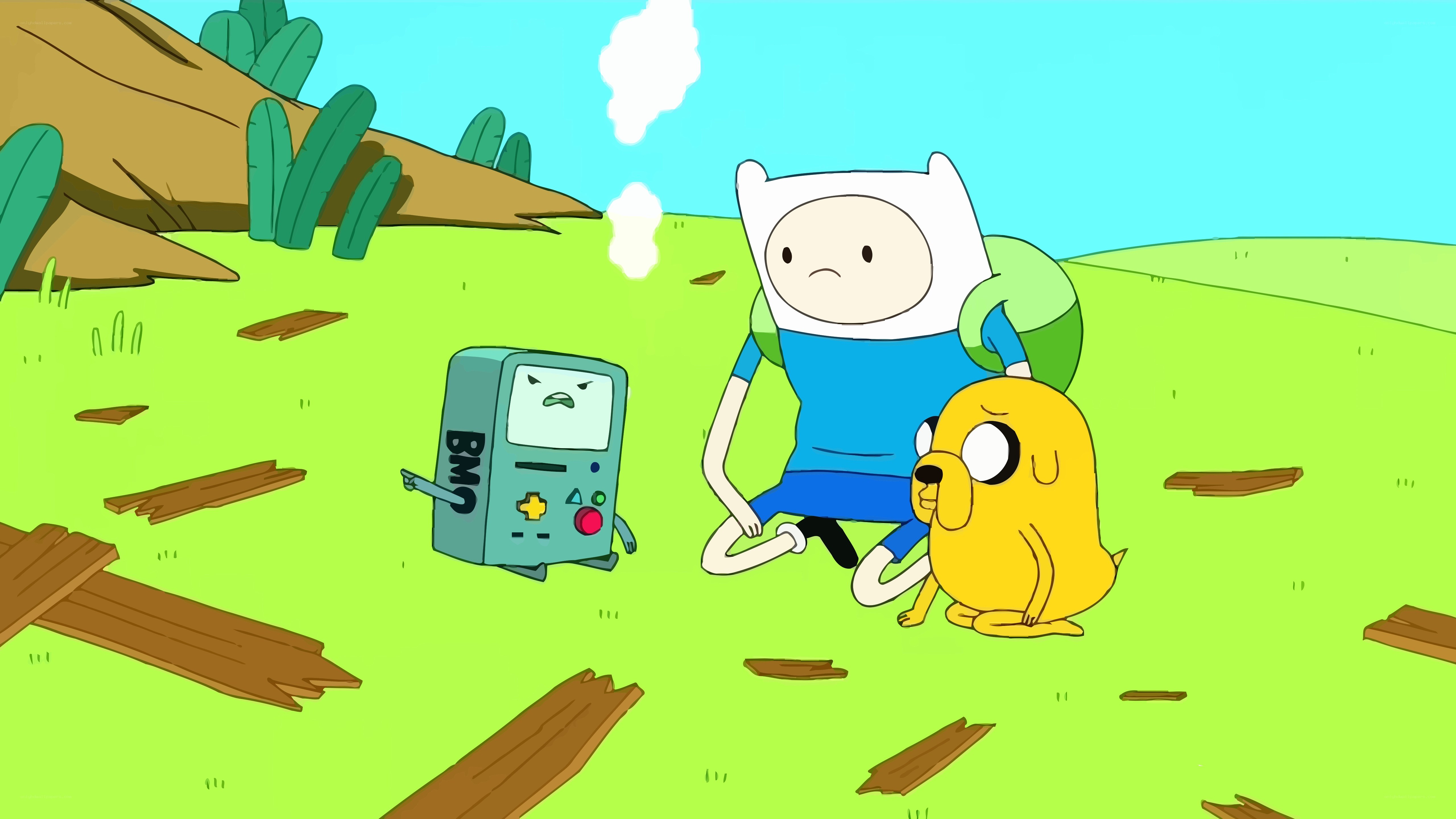 Adventure Time characters in a field
