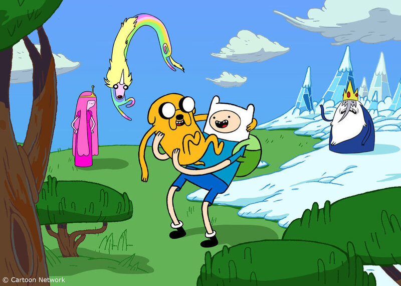 Adventure Time characters in a field