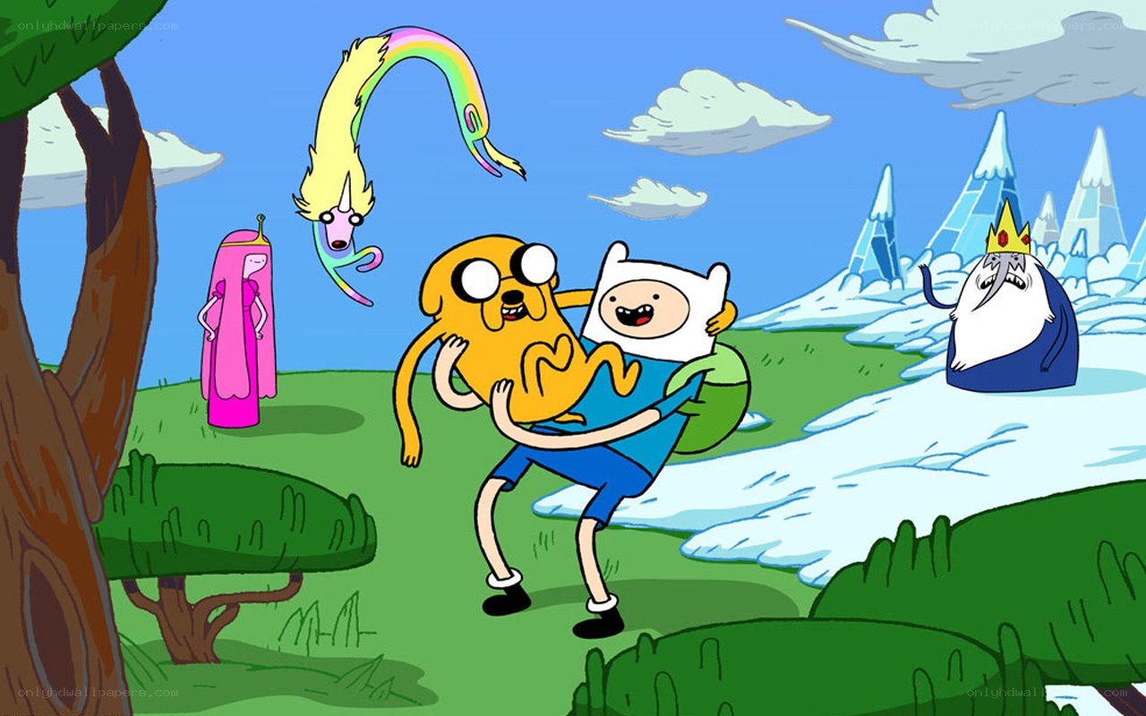 Adventure Time characters in a field