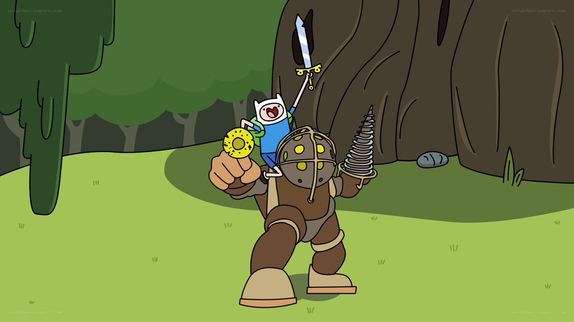Adventure Time characters in forest