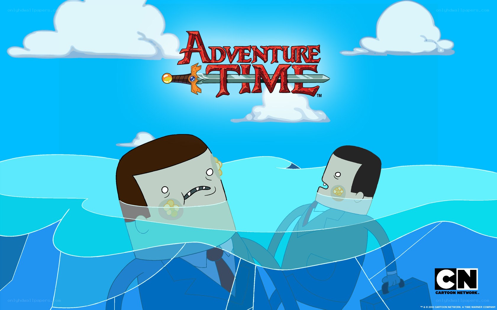 Adventure Time characters in water