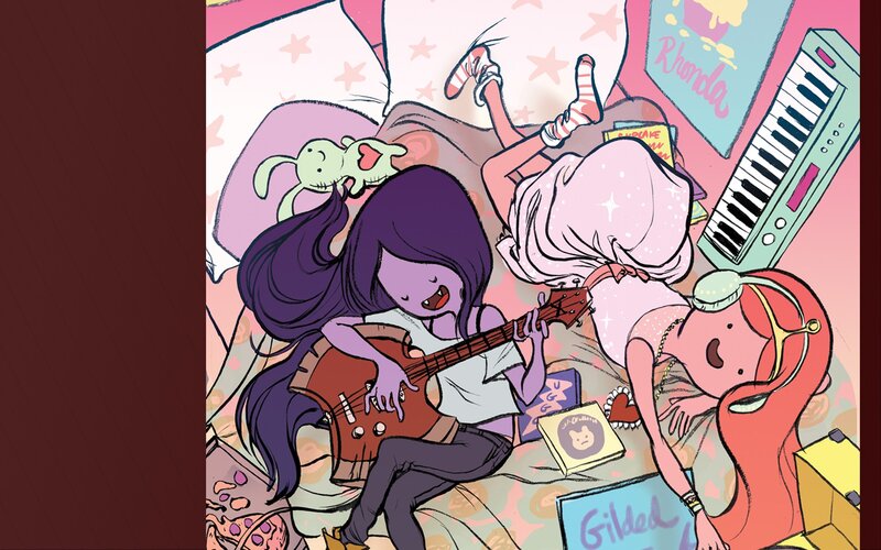Adventure Time characters on a bed