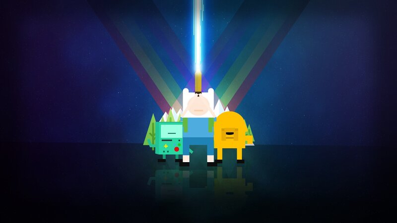 Adventure Time characters under a beam