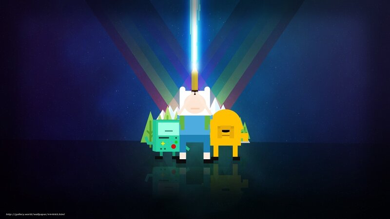 Adventure Time characters under light beam