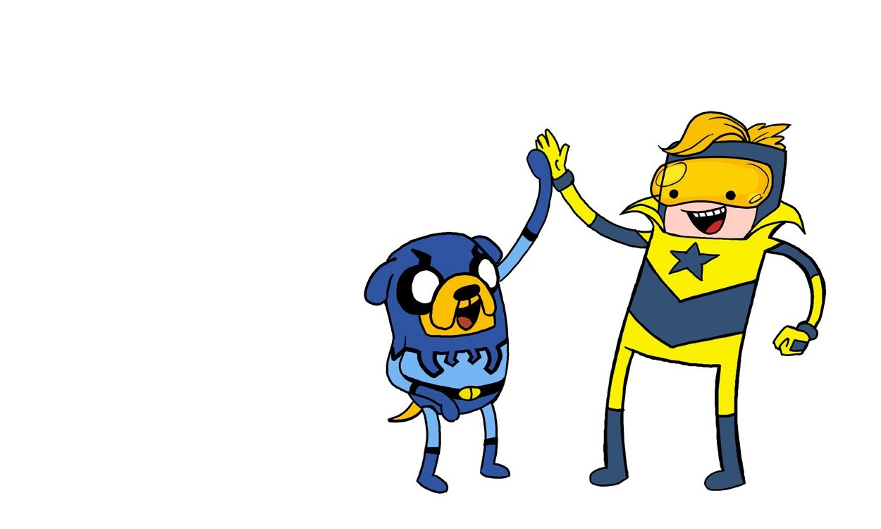 Adventure Time heroes high-fiving