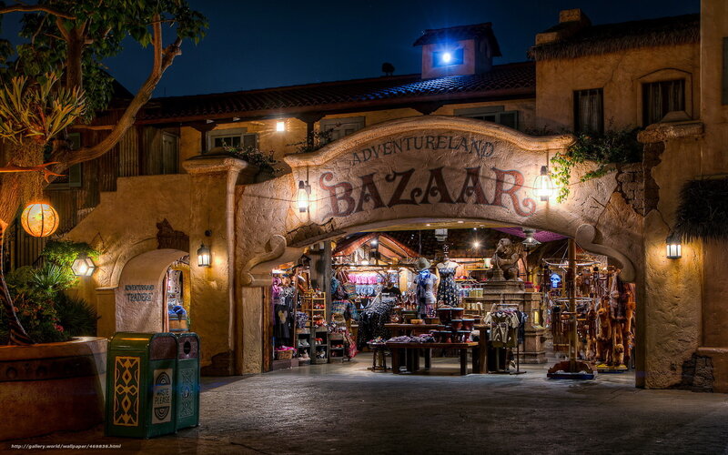 Adventureland Bazaar at night