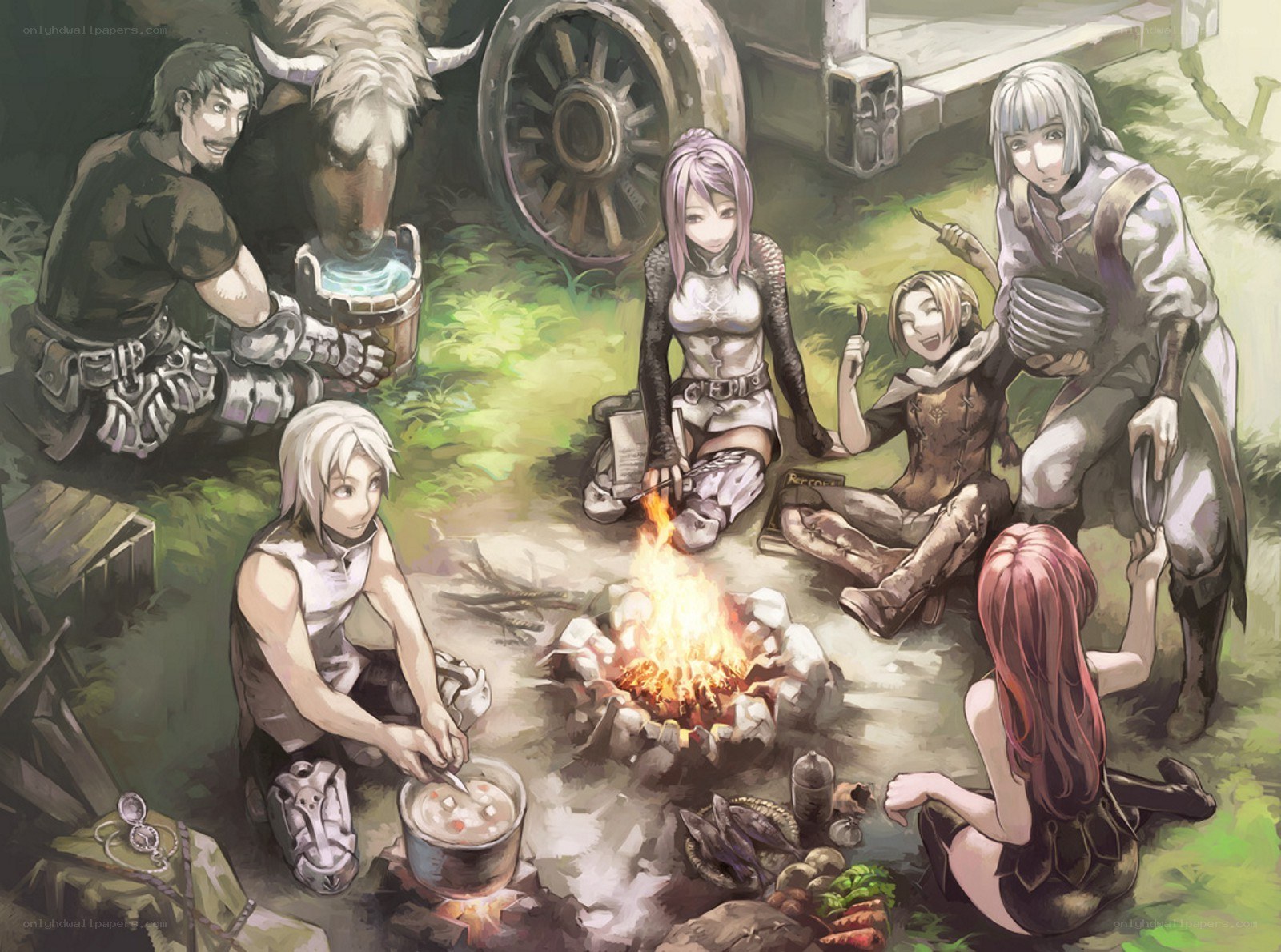 adventurers around a campfire