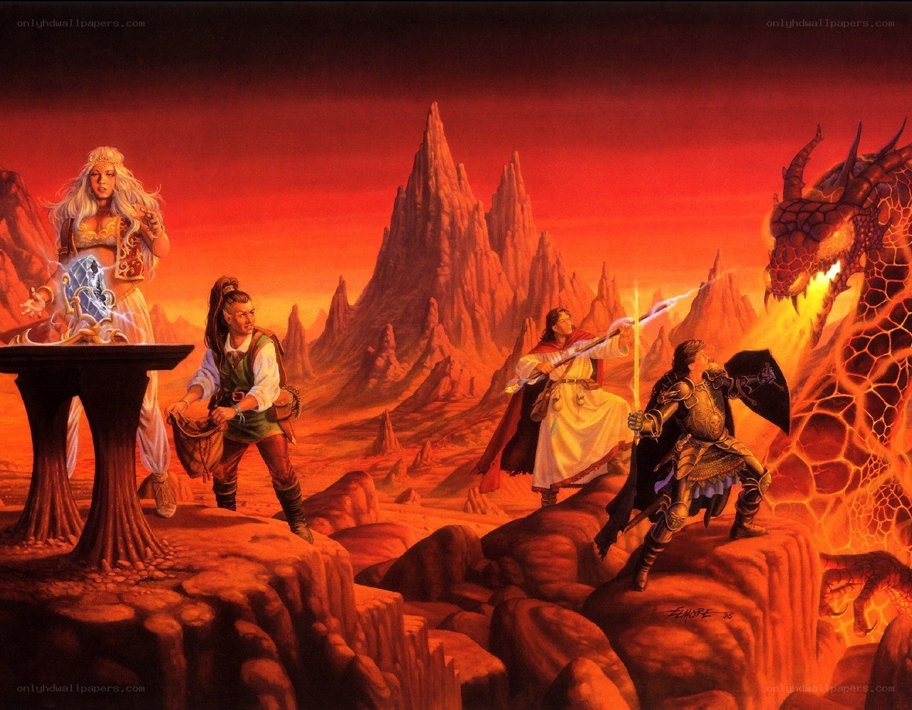 adventurers battle a dragon
