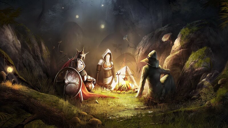 adventurers by campfire