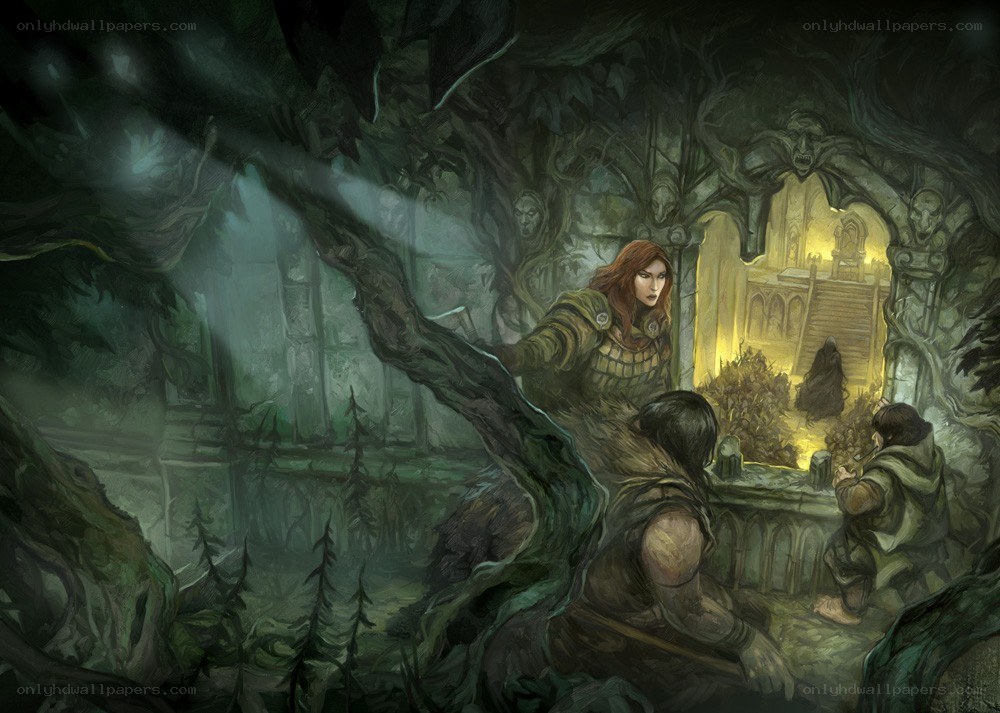 adventurers in a cursed temple